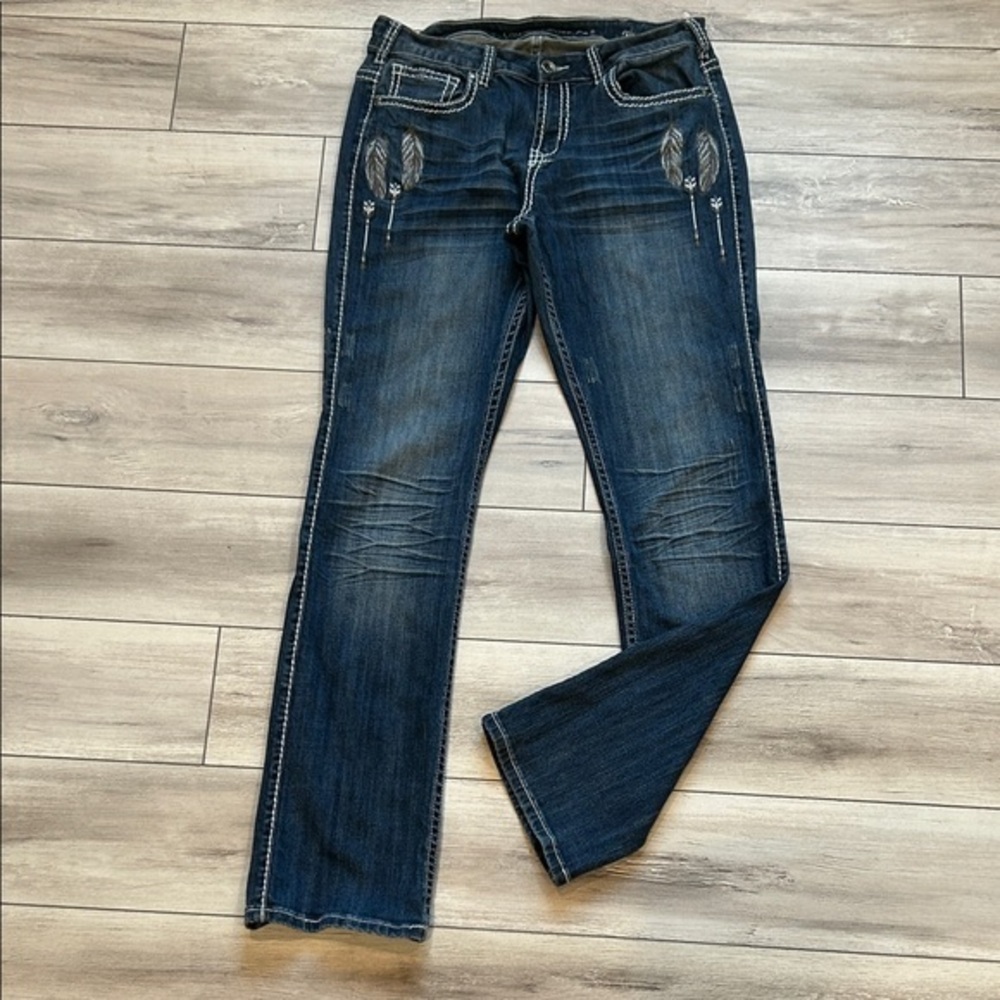 Cowgirl Tuff FLY natural waist boot cut cowgirl western jeans size 32 long tall
